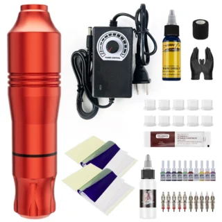 เครื่องสัก[จัดส่งจากกรุงเทพฯ]ไร้สายเลาย ปากกาสัก ครบชุด เม็ดสี Tattoo Machine ชุดสักลายครบชุด